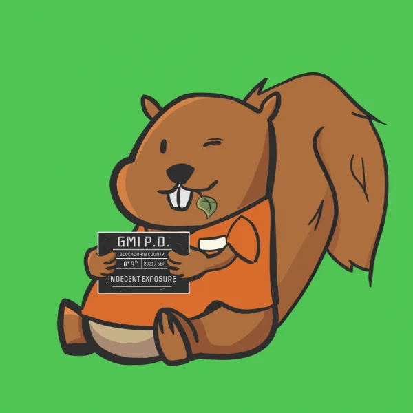 Squirrel #83 aus der Convicted-Squirrels-Kollektion – generierter Charakter mit Mugshot-Tafel